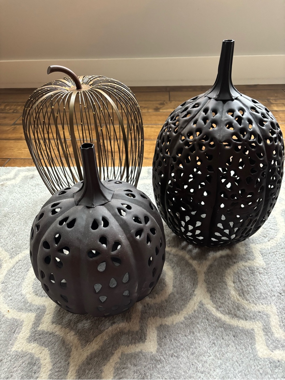 Pottery Barn Metal Pumpkin Candle Holders